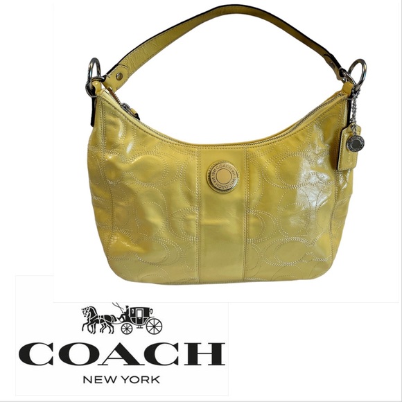 Coach Vintage Signature Hobo /Crossbody Patent Leather in Soft Yellow - Picture 1 of 14